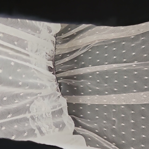 Linea Donatella M Womens Satin Trimmed Mesh Babydoll Lingerie Top Ivory& Black - Picture 6 of 12